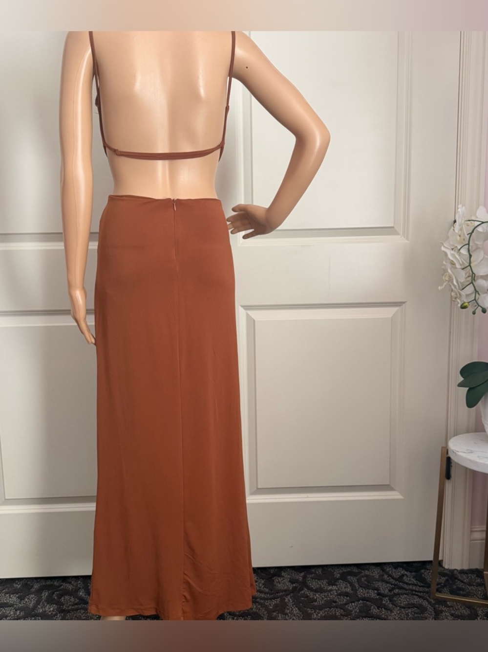 New Zara Rust Brown Cutout Twist Maxi Dress - Picture 11 of 11